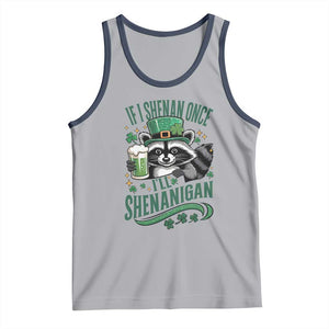 Funny St Patricks Day Raccoon Drinking Beer Tank Top If I Shenan Once I'll Shenanigan TS14 Athletic Heather Navy Print Your Wear
