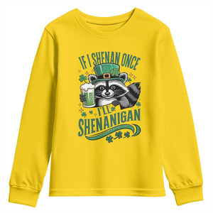 Funny St Patricks Day Raccoon Drinking Beer Youth Sweatshirt If I Shenan Once I'll Shenanigan TS14 Daisy Print Your Wear