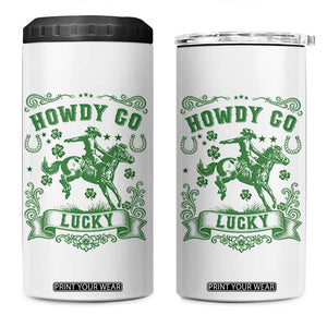 Cowboy St Patrick's Day 4 in 1 Can Cooler Tumbler Howdy Go Lucky TS14 One Size: 16 oz White Print Your Wear