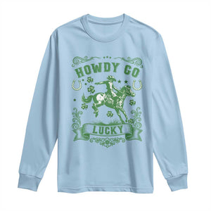 Cowboy St Patrick's Day Long Sleeve Shirt Howdy Go Lucky TS14 Light Blue Print Your Wear