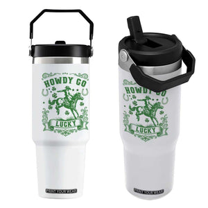 Cowboy St Patrick's Day Flip Straw Tumbler Howdy Go Lucky TS14 One Size: 30 oz White Print Your Wear
