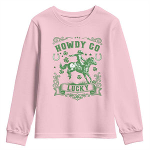 Cowboy St Patrick's Day Youth Sweatshirt Howdy Go Lucky TS14 Light Pink Print Your Wear