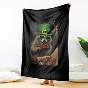 Funny Raccoon St Patrick's Day Throw Blanket Raccoon Eating Corned Beef Meme TS14 Print Your Wear