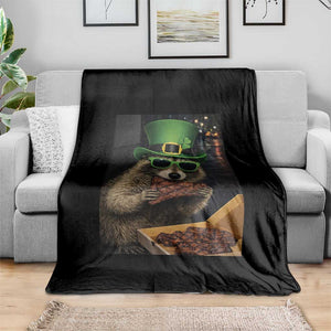 Funny Raccoon St Patrick's Day Throw Blanket Raccoon Eating Corned Beef Meme TS14 Print Your Wear