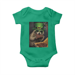 Funny Raccoon St Patrick's Day Baby Onesie Raccoon Eating Corned Beef Meme TS14 Irish Green Print Your Wear