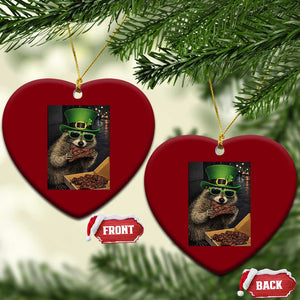 Funny Raccoon St Patrick's Day Ceramic Ornament Raccoon Eating Corned Beef Meme TS14 Print Your Wear