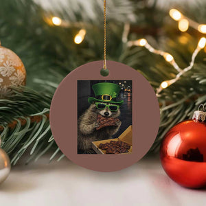 Funny Raccoon St Patrick's Day Ceramic Ornament Raccoon Eating Corned Beef Meme TS14 1pc Mocha Print Your Wear