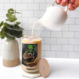 Funny Raccoon St Patrick's Day Glass Can Raccoon Eating Corned Beef Meme TS14 Print Your Wear