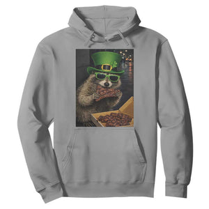 Funny Raccoon St Patrick's Day Hoodie Raccoon Eating Corned Beef Meme TS14 Sport Gray Print Your Wear