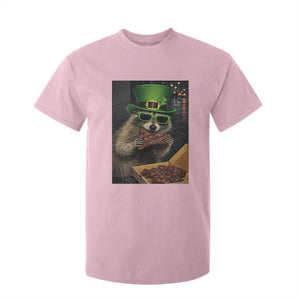 Funny Raccoon St Patrick's Day T Shirt For Kid Raccoon Eating Corned Beef Meme TS14 Light Pink Print Your Wear