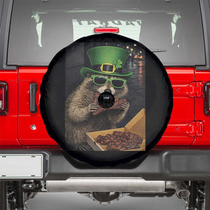 Funny Raccoon St Patrick's Day Spare Tire Cover Raccoon Eating Corned Beef Meme TS14 Black Print Your Wear