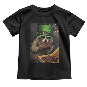 Funny Raccoon St Patrick's Day Toddler T Shirt Raccoon Eating Corned Beef Meme TS14 Black Print Your Wear