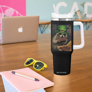 Funny Raccoon St Patrick's Day Tumbler With Handle Raccoon Eating Corned Beef Meme TS14 Print Your Wear