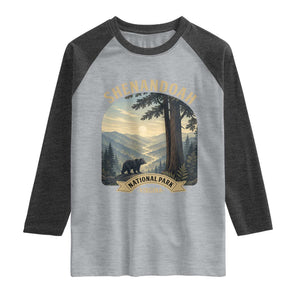 Shenandoah National Park Raglan Shirt Vintage Virginia Nature Mountain Bear TS14 Heather Gray Heather Charcoal Print Your Wear