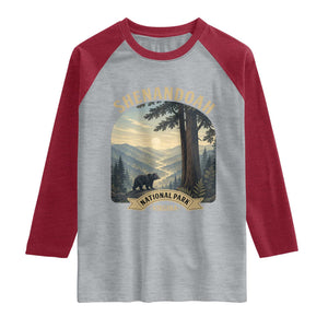 Shenandoah National Park Raglan Shirt Vintage Virginia Nature Mountain Bear TS14 Heather Gray Heather Red Print Your Wear