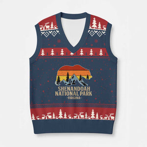 Shenandoah National Park V-Neck Knit Sweater Vest Vintage Virginia Mountains Bear TS14 Navy Red Print Your Wear