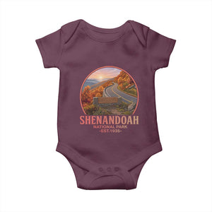 Shenandoah National Park Baby Onesie Vintage Virginia Mountain Landscape TS14 Maroon Print Your Wear