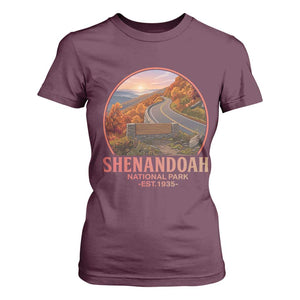 Shenandoah National Park T Shirt For Women Vintage Virginia Mountain Landscape TS14 Maroon Print Your Wear