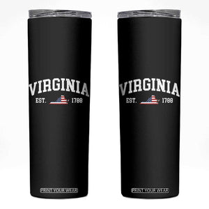 Virginia American Flag Map Skinny Tumbler State Travel Souvenir TS14 Black Print Your Wear