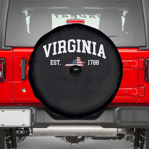 Virginia American Flag Map Spare Tire Cover State Travel Souvenir TS14 Black Print Your Wear