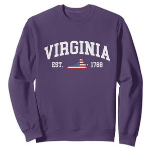 Virginia American Flag Map Sweatshirt State Travel Souvenir TS14 Purple Print Your Wear