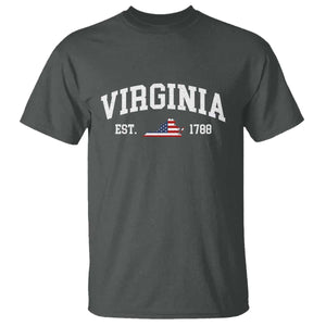 Virginia American Flag Map T Shirt State Travel Souvenir TS14 Dark Heather Print Your Wear