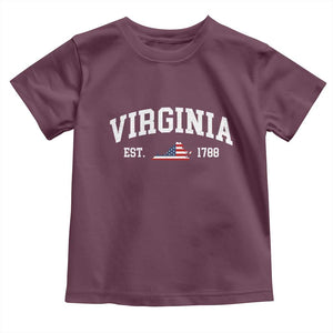 Virginia American Flag Map Toddler T Shirt State Travel Souvenir TS14 Maroon Print Your Wear