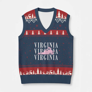 Virginia State Map V-Neck Knit Sweater Vest East Coast State Pride Travel Gift
