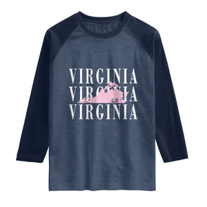 Virginia State Map Raglan Shirt East Coast State Pride Travel Gift
