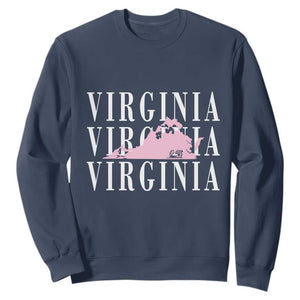 Virginia State Map Sweatshirt East Coast State Pride Travel Gift