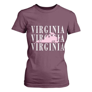 Virginia State Map T Shirt For Women East Coast State Pride Travel Gift