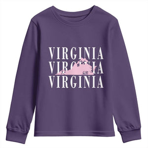 Virginia State Map Youth Sweatshirt East Coast State Pride Travel Gift