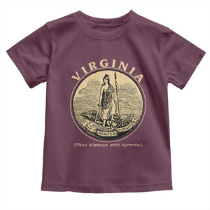 Vintage Virginia Motto Sic Semper Tyrannis Toddler T Shirt TS14 Maroon Print Your Wear