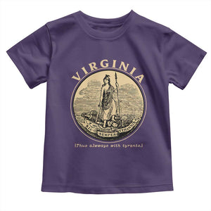 Vintage Virginia Motto Sic Semper Tyrannis Toddler T Shirt TS14 Purple Print Your Wear