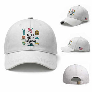 Meet Me in Virginia Baseball Cap Travel Souvenir East Coast State Pride TS14 Baseball Cap Universal Fit White Print Your Wear