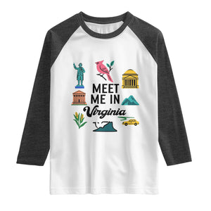 Meet Me in Virginia Raglan Shirt Travel Souvenir East Coast State Pride TS14 White Heather Charcoal Print Your Wear
