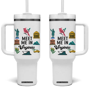Meet Me in Virginia Tumbler With Handle Travel Souvenir East Coast State Pride TS14 One Size: 40 oz White Print Your Wear