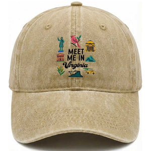Meet Me in Virginia Washed Cotton Baseball Cap Travel Souvenir East Coast State Pride TS14 Print Your Wear