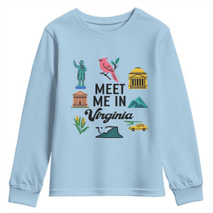 Meet Me in Virginia Youth Sweatshirt Travel Souvenir East Coast State Pride TS14 Light Blue Print Your Wear