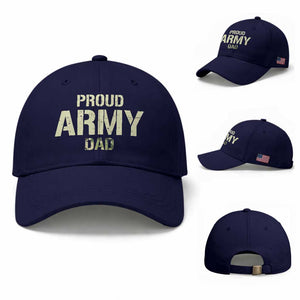 Proud Army Dad Baseball Cap Military Camo American Flag Father's Day TS14 Baseball Cap Universal Fit Dark Blue Print Your Wear