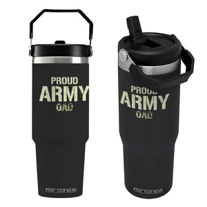 Proud Army Dad Flip Straw Tumbler Military Camo American Flag Father's Day