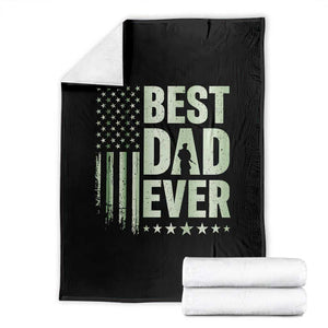 Best Dad Ever Throw Blanket Military Camo American Flag Father's Day