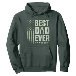 Best Dad Ever Hoodie Military Camo American Flag Father's Day TS14 Dark Forest Green Print Your Wear