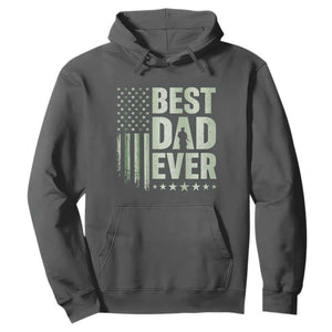 Best Dad Ever Hoodie Military Camo American Flag Father's Day TS14 Dark Heather Print Your Wear