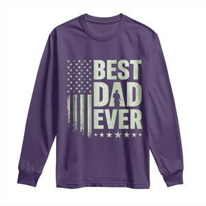 Best Dad Ever Long Sleeve Shirt Military Camo American Flag Father's Day TS14 Purple Print Your Wear