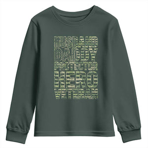 Husband Daddy Protector Hero Veteran Youth Sweatshirt Father's Day American Flag Camouflage