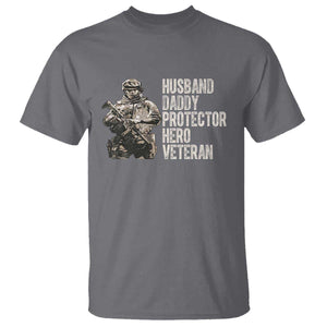 Husband Daddy Protector Hero Veteran T Shirt Patriotic American Flag Camo Father's Day