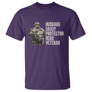 Husband Daddy Protector Hero Veteran T Shirt Patriotic American Flag Camo Father's Day