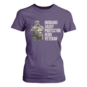 Husband Daddy Protector Hero Veteran T Shirt For Women Patriotic American Flag Camo Father's Day