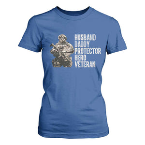 Husband Daddy Protector Hero Veteran T Shirt For Women Patriotic American Flag Camo Father's Day